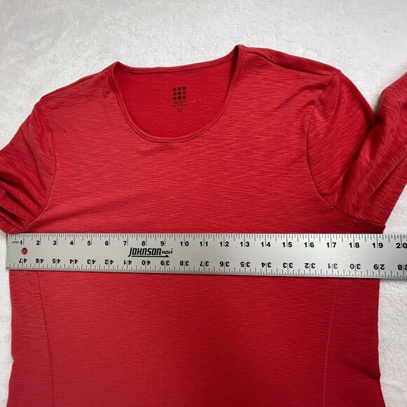 Title Nine Womens Crew Neck Long Sleeve Top Medium Red Space Dye Stretch Casual - Picture 6 of 7